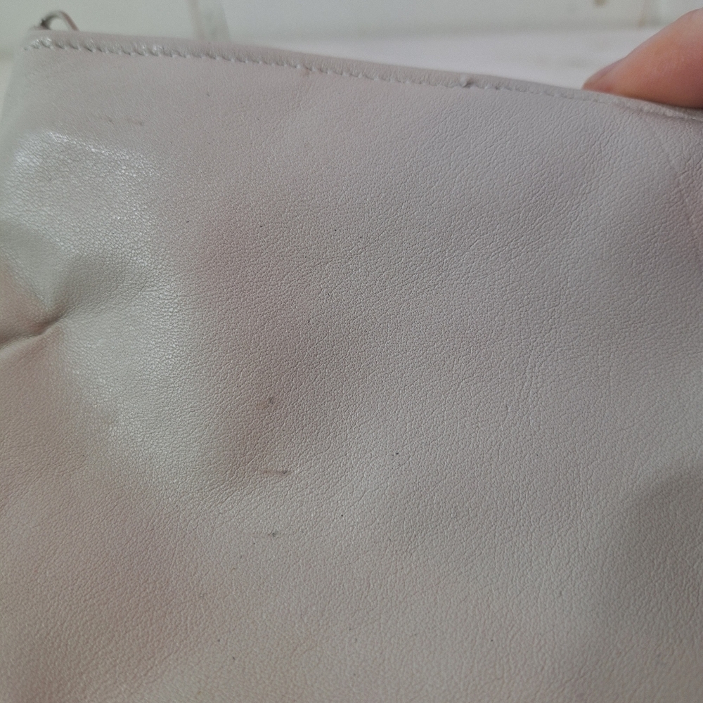 Vintage 80s 90s White fauLeather Ruched Formal Handbag Purse Clutch 11" - Picture 6 of 7